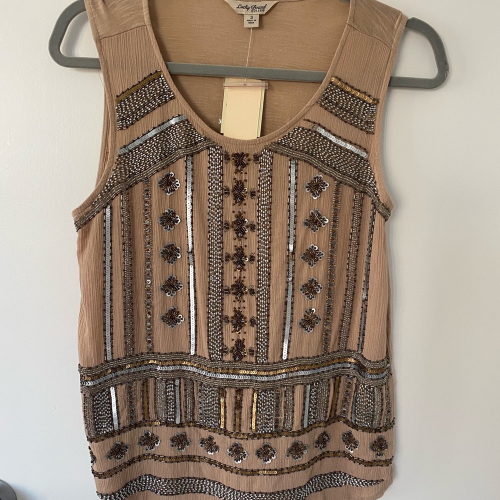 Lucky Brand beaded top. Brand new with tags.